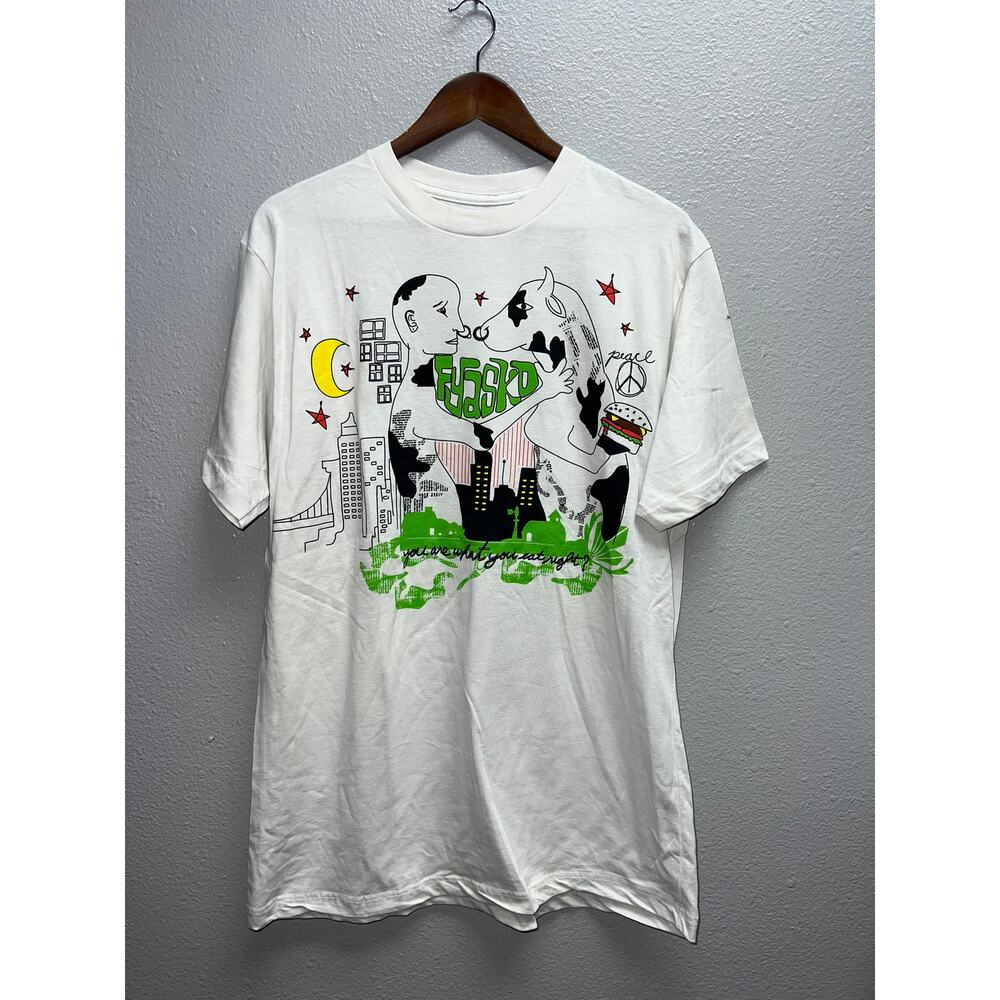 Fyasko Shirt You Are What You Eat Cow Peace Vegetarian LTD Graphic Tee Large